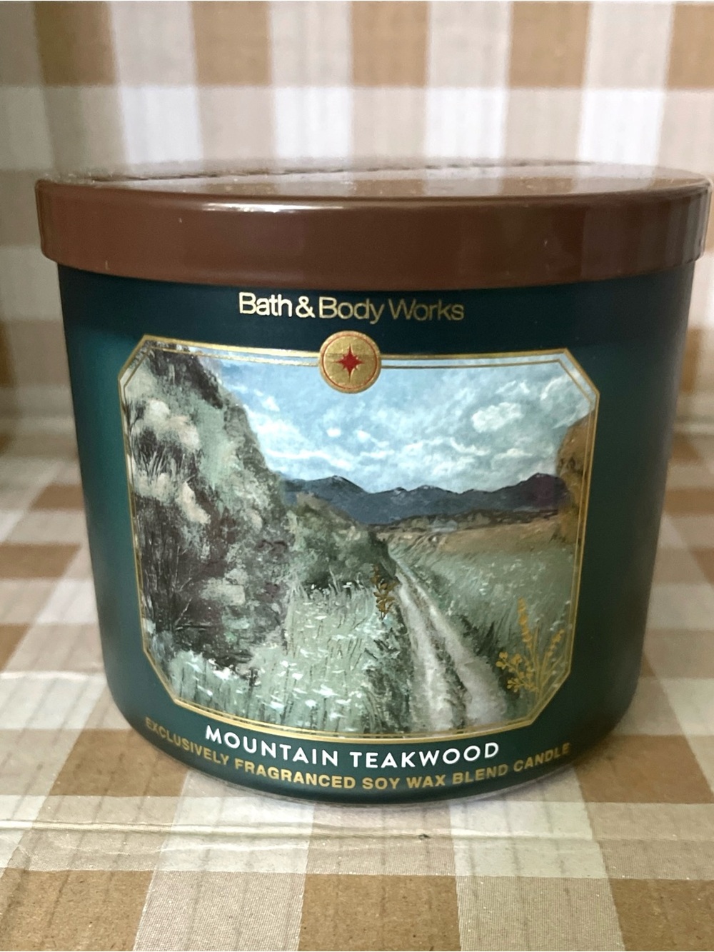 BATH & BODY WORKS MOUNTAINS TEAKWOOD 3 WICK CANDLE